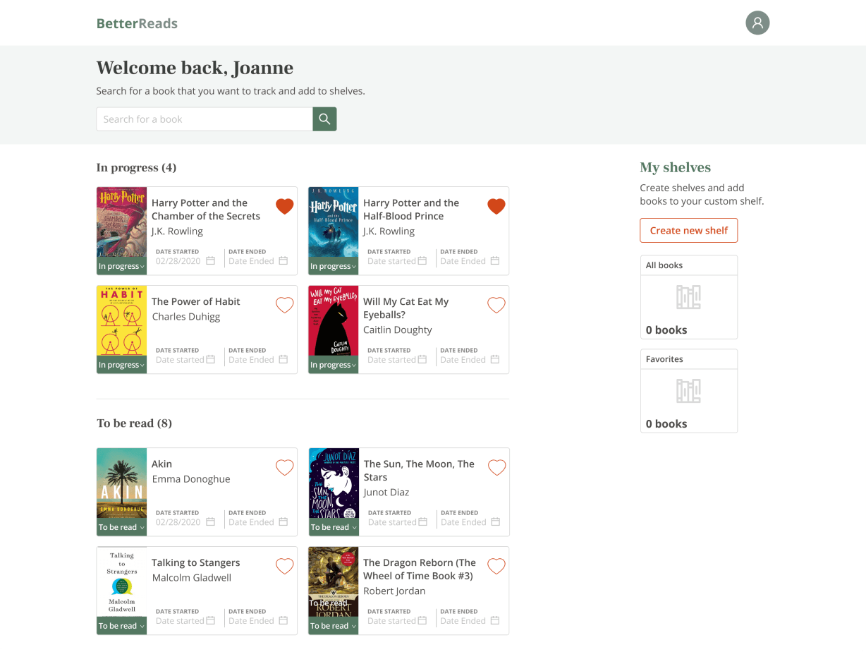 Original BetterReads design with green UI and mismatched book covers