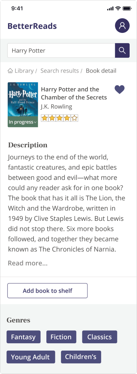 Purple color exploration of the same book details screen