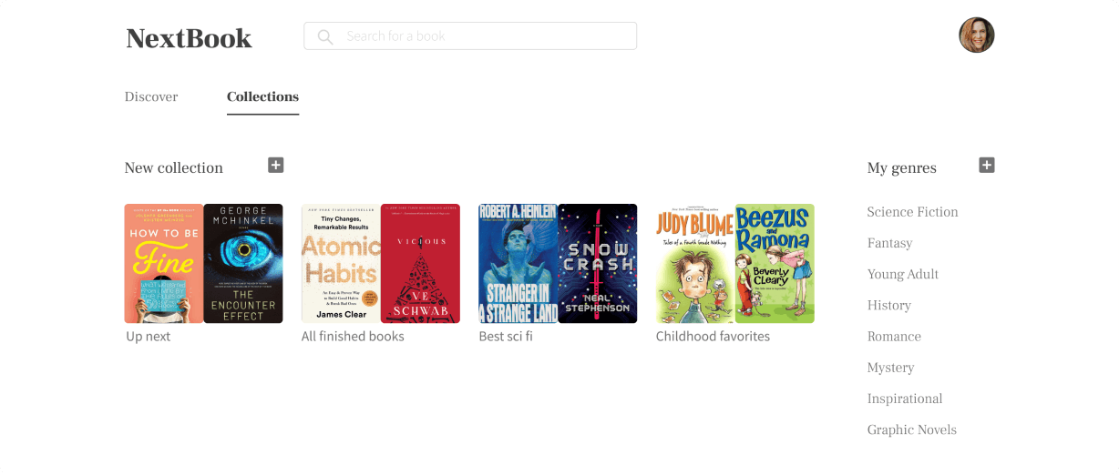 Collections page iteration showing flat side-by-side cover pairs