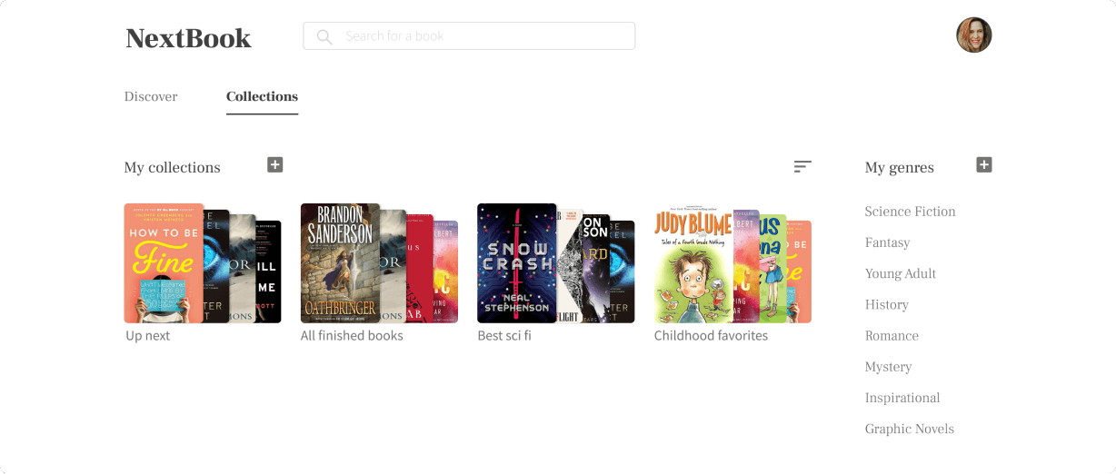 Collections page iteration with 3D stacked book covers
